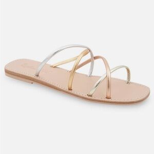 Splendid Frankie Metallic Womens Leather Criss-Cross Slide Sandals NEW!! 6.5W 🩴